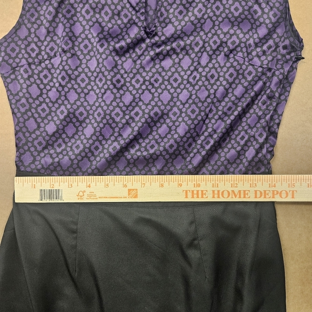 0005 Banana Republic Sleeveless Dress  Purple Black Party Office Workwear Size 4 - Picture 12 of 14